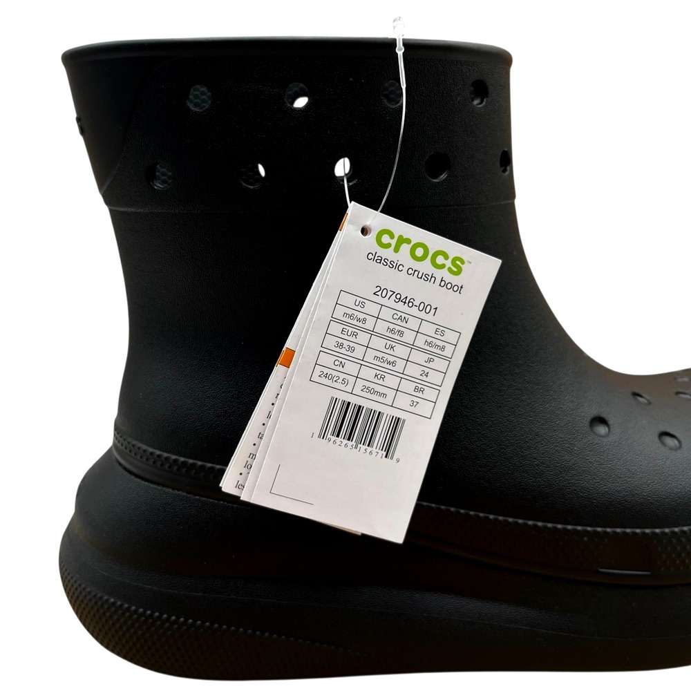 Crocs Womens Crush Platform Rain Boots Size 8 Solid Black Waterproof Relaxed Fit - Picture 10 of 11